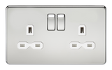 Knightsbridge SFR9000PCW Screwless 13A 2G DP Switched Socket - Polished Chrome + White Insert - westbasedirect.com