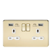 Knightsbridge SFR9224PBW Screwless 13A 2G Switch Socket + 2xUSB 2.4A - Polished Brass + White Insert - westbasedirect.com