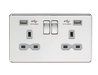 Knightsbridge SFR9224PCG Screwless 13A 2G Switch Socket + 2xUSB 2.4A - Polished Chrome + Grey Insert - westbasedirect.com