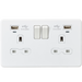 Knightsbridge SFR9904NMW Screwless 13A 2G Switched Socket + 2x USB (2.4A) + LED Indicators - Matt White - westbasedirect.com