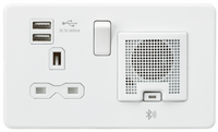 Knightsbridge SFR9905MW Screwless 13A Socket + 2xUSB(2.4A) + Bluetooth Speaker - Matt White