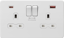 Knightsbridge SFR9909MW Screwless 13A 2G DP Switched Socket + 2xUSB(A + C) FASTCHARGE - Matt White - westbasedirect.com