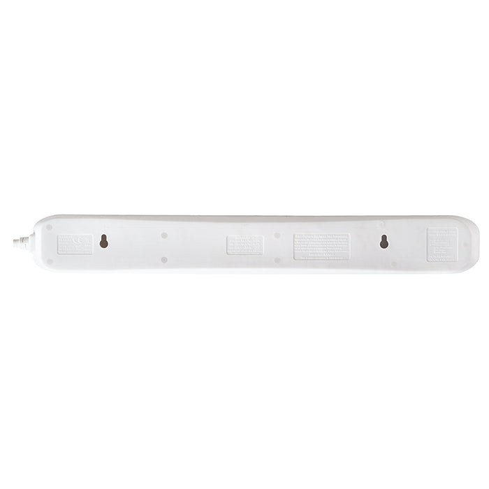Masterplug 6 Socket 2m 13A Surge Extension Lead + USB White - westbasedirect.com