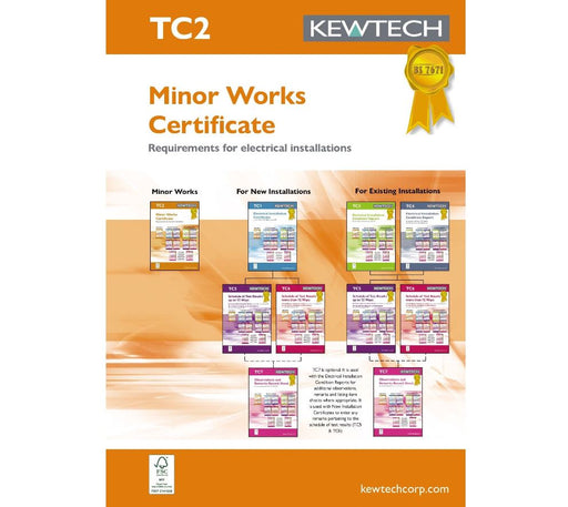 Kewtech TC2 Minor Works Certificate Book 40pgs - westbasedirect.com