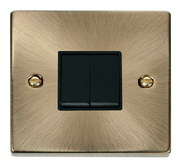 Click Deco VPAB012BK Victorian 10AX 2-Gang 2-Way Plate Switch - Antique Brass (Black)