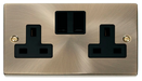 Click Deco VPAB037BK Victorian 13A 2G DP Switched Socket (Clean Earth) - Antique Brass (Black) - westbasedirect.com