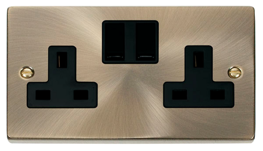 Click Deco VPAB037BK Victorian 13A 2G DP Switched Socket (Clean Earth) - Antique Brass (Black) - westbasedirect.com