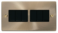 Click Deco VPAB105BK Victorian 10AX 6-Gang 2-Way Plate Switch - Antique Brass (Black)
