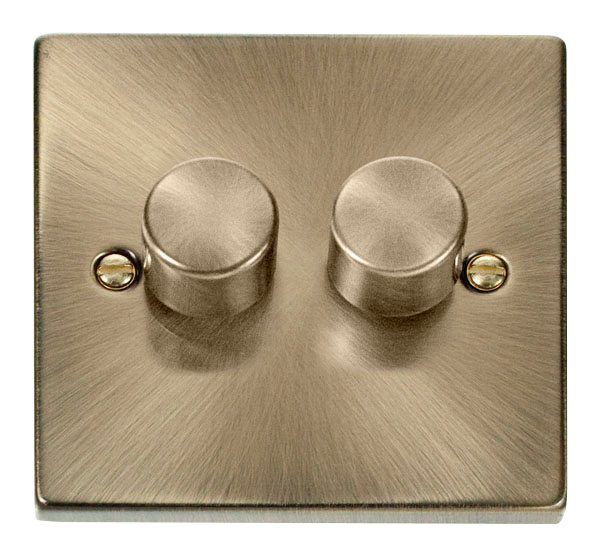 Click Deco VPAB146 Victorian 2-Gang 2-Way 400Va LV Dimmer Switch - Antique Brass - westbasedirect.com