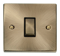 Click Deco VPAB425BK Victorian 10AX Ingot 1-Gang Intermediate Plate Switch - Antique Brass (Black)