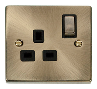 Click Deco VPAB535BK Victorian 13A Ingot 1G DP Switched Socket - Antique Brass (Black)