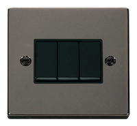 Click Deco VPBN013BK Victorian 10AX 3-Gang 2-Way Plate Switch - Black Nickel (Black)