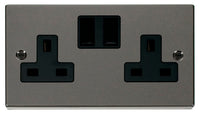 Click Deco VPBN037BK Victorian 13A 2G DP Switched Socket (Clean Earth) - Black Nickel (Black)