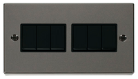 Click Deco VPBN105BK Victorian 10AX 6-Gang 2-Way Plate Switch - Black Nickel (Black)