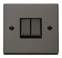 Click Deco VPBN412BK Victorian 10AX Ingot 2-Gang 2-Way Plate Switch - Black Nickel (Black)