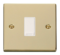 Click Deco VPBR011WH Victorian 10AX 1-Gang 2-Way Plate Switch - Polished Brass (White)