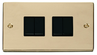 Click Deco VPBR019BK Victorian 10AX 4-Gang 2-Way Plate Switch - Polished Brass (Black)