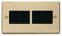 Click Deco VPBR105BK Victorian 10AX 6-Gang 2-Way Plate Switch - Polished Brass (Black)
