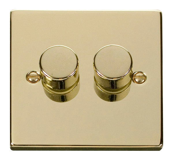Click Deco VPBR146 Victorian 2-Gang 2-Way 400Va LV Dimmer Switch - Polished Brass - westbasedirect.com