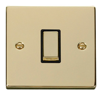 Click Deco VPBR411BK Victorian 10AX Ingot 1-Gang 2-Way Plate Switch - Polished Brass (Black)
