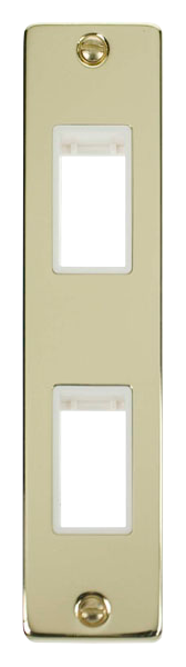 Click Deco VPBR472WH Victorian 2G MiniGrid Unfurnished Architrave Plate - Polished Brass (White) - westbasedirect.com