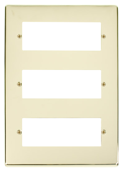 Click Deco VPBR518 Victorian 3 Tier MiniGrid Unfurnished Front Plate (18 Apertures) - Polished Brass - westbasedirect.com