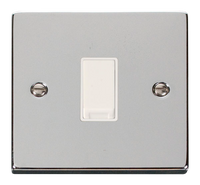 Click Deco VPCH011WH Victorian 10AX 1-Gang 2-Way Plate Switch - Polished Chrome (White)