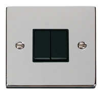 Click Deco VPCH012BK Victorian 10AX 2-Gang 2-Way Plate Switch - Polished Chrome (Black)