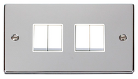 Click Deco VPCH019WH Victorian 10AX 4-Gang 2-Way Plate Switch - Polished Chrome (White)