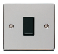 Click Deco VPCH025BK Victorian 10AX 1 Gang Intermediate Plate Switch - Polished Chrome (Black)