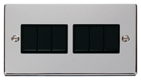 Click Deco VPCH105BK Victorian 10AX 6-Gang 2-Way Plate Switch - Polished Chrome (Black)