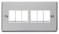 Click Deco VPCH105WH Victorian 10AX 6-Gang 2-Way Plate Switch - Polished Chrome (White)