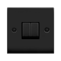 Click Deco VPMB412BK Victorian 10AX Ingot 2-Gang 2-Way Plate Switch - Matt Black (Black)