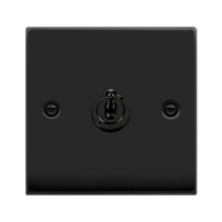 Click Deco VPMB421 Victorian 10AX 1-Gang 2-Way Toggle Plate Switch - Matt Black