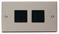 Click Deco VPPN019BK Victorian 10AX 4-Gang 2-Way Plate Switch - Pearl Nickel (Black)