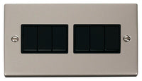 Click Deco VPPN105BK Victorian 10AX 6-Gang 2-Way Plate Switch - Pearl Nickel (Black)