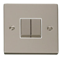Click Deco VPPN412WH Victorian 10AX Ingot 2-Gang 2-Way Plate Switch - Pearl Nickel (White)