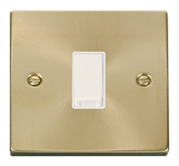 Click Deco VPSB011WH Victorian 10AX 1-Gang 2-Way Plate Switch - Satin Brass (White)