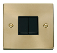Click Deco VPSB012BK Victorian 10AX 2-Gang 2-Way Plate Switch - Satin Brass (Black)