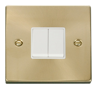 Click Deco VPSB012WH Victorian 10AX 2-Gang 2-Way Plate Switch - Satin Brass (White)