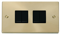 Click Deco VPSB019BK Victorian 10AX 4-Gang 2-Way Plate Switch - Satin Brass (Black)