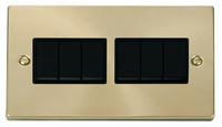 Click Deco VPSB105BK Victorian 10AX 6-Gang 2-Way Plate Switch - Satin Brass (Black)