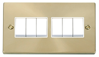 Click Deco VPSB105WH Victorian 10AX 6-Gang 2-Way Plate Switch - Satin Brass (White)