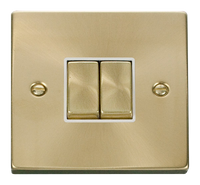 Click Deco VPSB412WH Victorian 10AX Ingot 2-Gang 2-Way Plate Switch - Satin Brass (White)