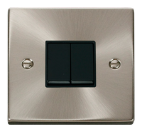Click Deco VPSC012BK Victorian 10AX 2-Gang 2-Way Plate Switch - Satin Chrome (Black)