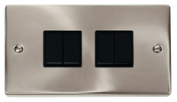 Click Deco VPSC019BK Victorian 10AX 4-Gang 2-Way Plate Switch - Satin Chrome (Black)
