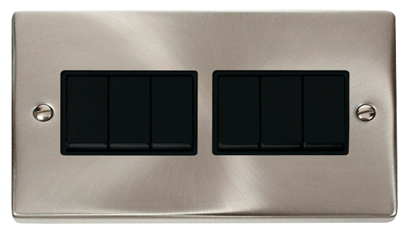 Click Deco VPSC105BK Victorian 10AX 6-Gang 2-Way Plate Switch - Satin ...