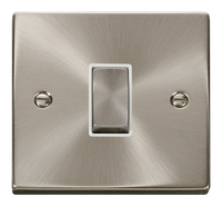 Click Deco VPSC411WH Victorian 10AX Ingot 1-Gang 2-Way Plate Switch - Satin Chrome (White)