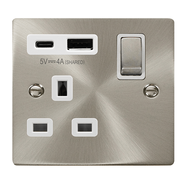 Click Deco VPSC585WH Victorian 13A Ingot 1G Switched Socket + Type A&C ...