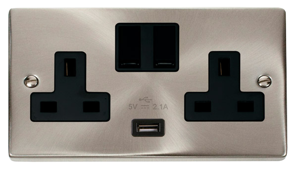 Click Deco VPSC770BK Victorian 13A 2G Switched Socket + 1x2.1A USB - S ...